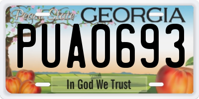 GA license plate PUA0693