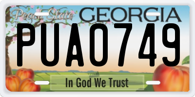 GA license plate PUA0749