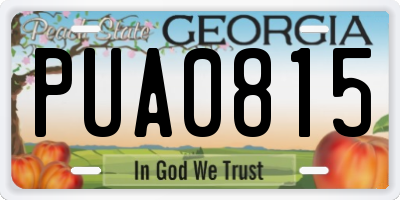 GA license plate PUA0815