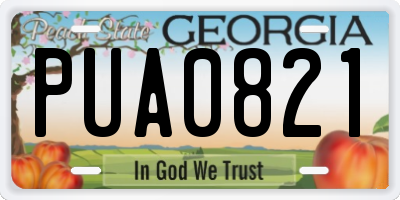 GA license plate PUA0821