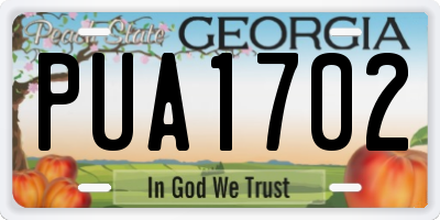 GA license plate PUA1702