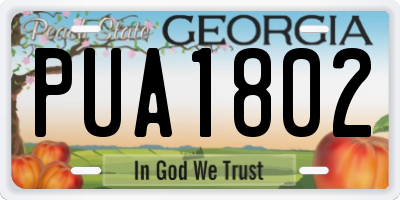 GA license plate PUA1802