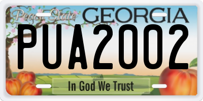 GA license plate PUA2002