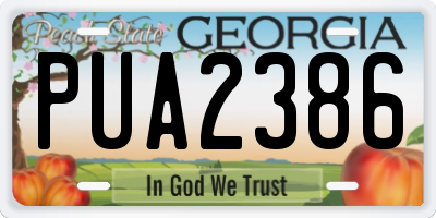 GA license plate PUA2386