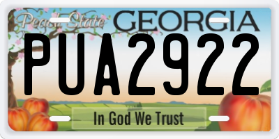GA license plate PUA2922