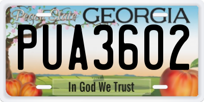 GA license plate PUA3602
