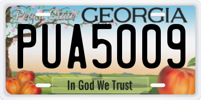 GA license plate PUA5009