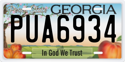 GA license plate PUA6934