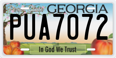 GA license plate PUA7072