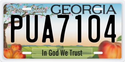 GA license plate PUA7104