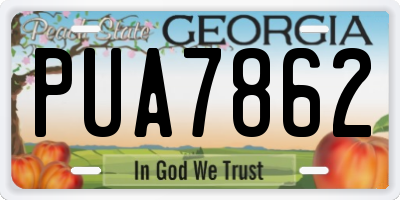 GA license plate PUA7862