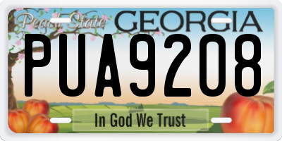 GA license plate PUA9208