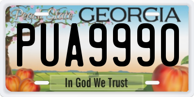 GA license plate PUA9990