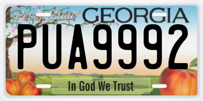 GA license plate PUA9992