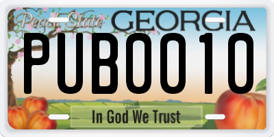 GA license plate PUB0010