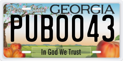 GA license plate PUB0043