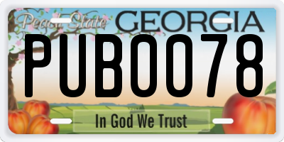 GA license plate PUB0078