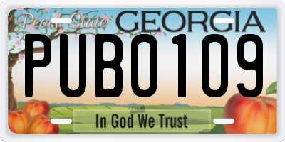 GA license plate PUB0109