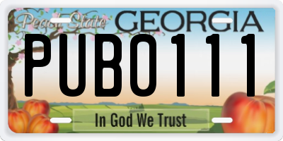 GA license plate PUB0111