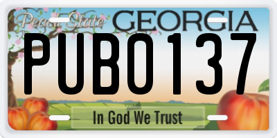 GA license plate PUB0137