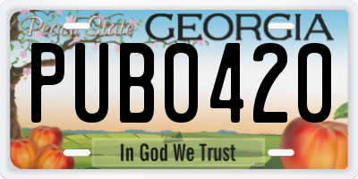 GA license plate PUB0420