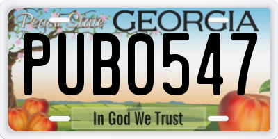 GA license plate PUB0547