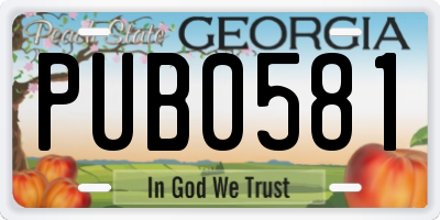GA license plate PUB0581
