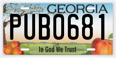 GA license plate PUB0681
