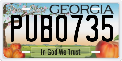 GA license plate PUB0735