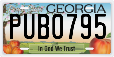 GA license plate PUB0795