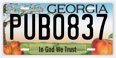GA license plate PUB0837