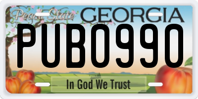 GA license plate PUB0990