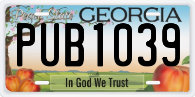 GA license plate PUB1039