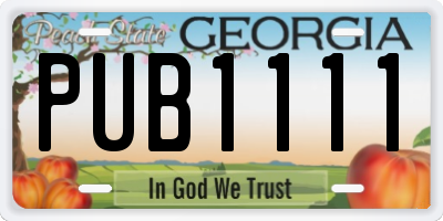 GA license plate PUB1111