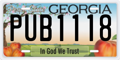 GA license plate PUB1118