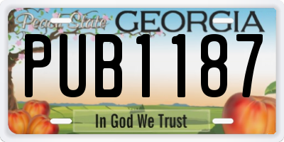 GA license plate PUB1187