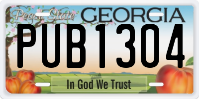GA license plate PUB1304