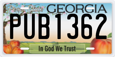 GA license plate PUB1362