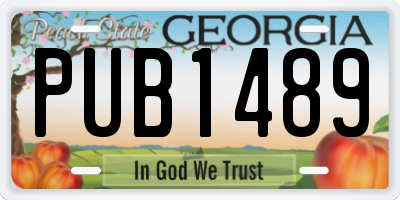 GA license plate PUB1489