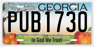 GA license plate PUB1730