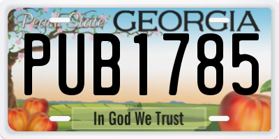 GA license plate PUB1785