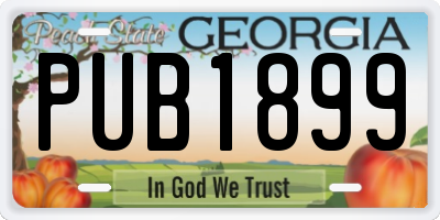 GA license plate PUB1899