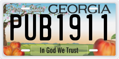 GA license plate PUB1911