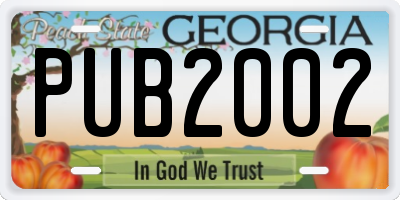 GA license plate PUB2002