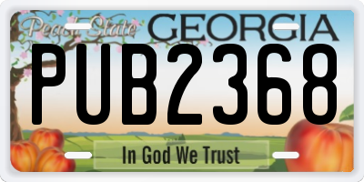 GA license plate PUB2368