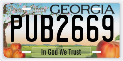GA license plate PUB2669