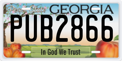 GA license plate PUB2866