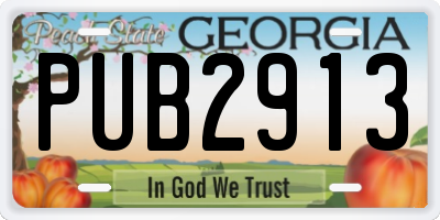 GA license plate PUB2913