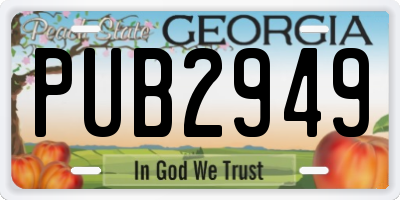 GA license plate PUB2949