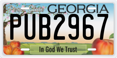 GA license plate PUB2967